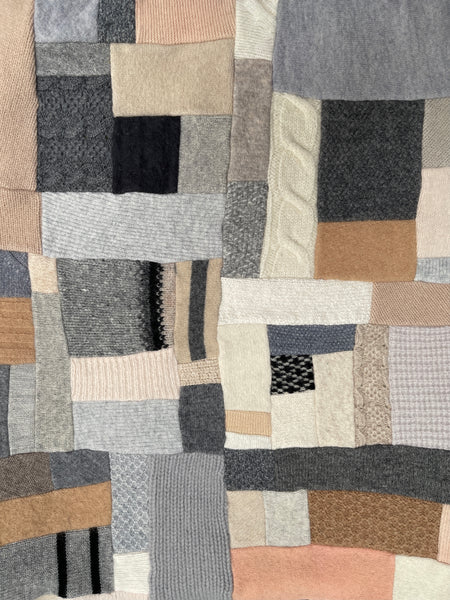 Jumper - grey and camel patchwork